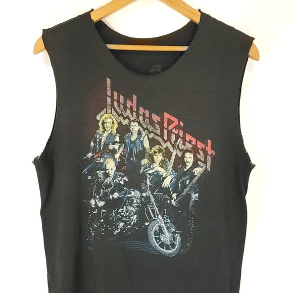 Vtg Judas Priest Ram It Down Graphic T-Shirt Men's Med? Thrashed Destroyed 80s